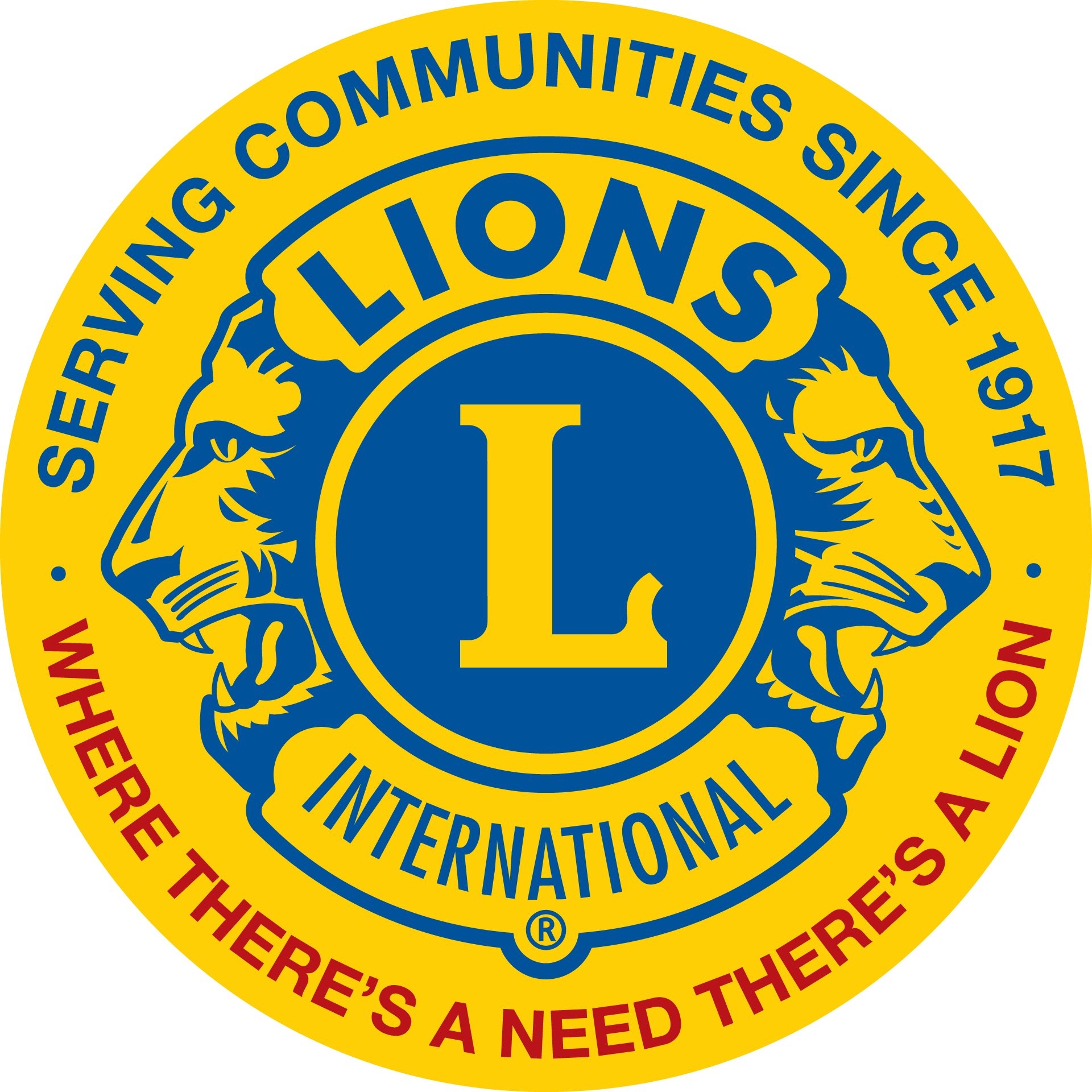 Lions International Blue and Yellow Logo